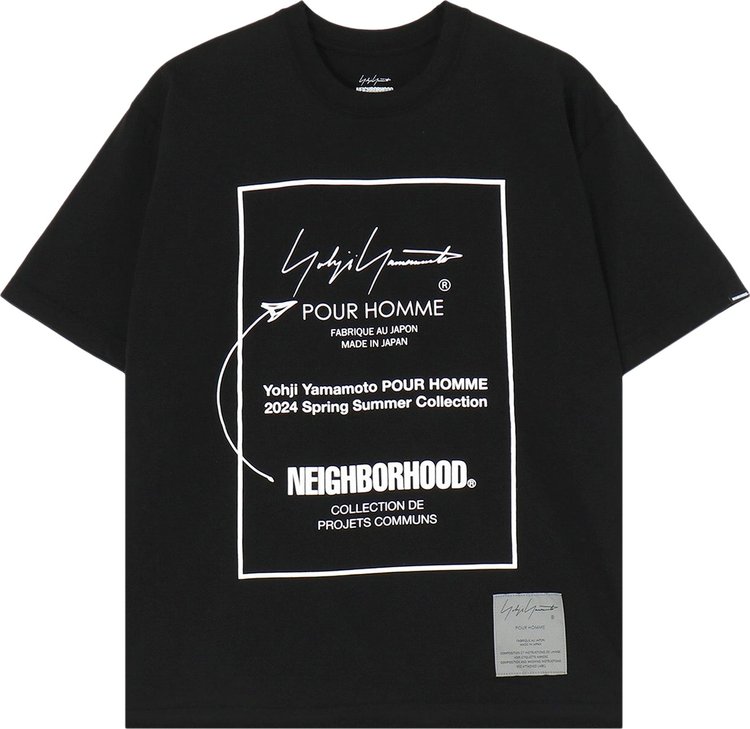 Футболка Yohji Yamamoto Pour Homme x Neighborhood PT Short-Sleeve II 'Black', черный футболка yohji yamamoto pour homme x neighborhood pt long sleeve grey серый