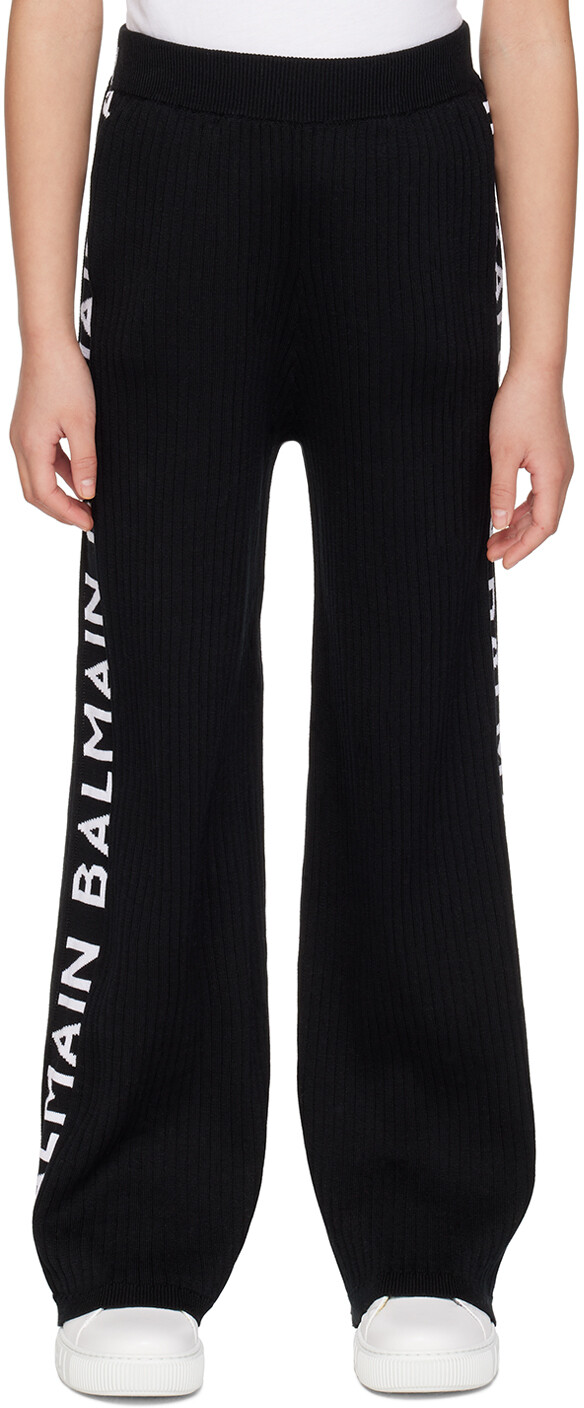 

Balmain Kids Черные жаккардовые брюки для отдыха