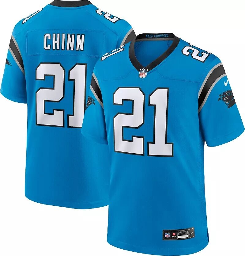 

Мужская футболка Nike Carolina Panthers Jeremy Chinn # 21 альтернативного синего цвета