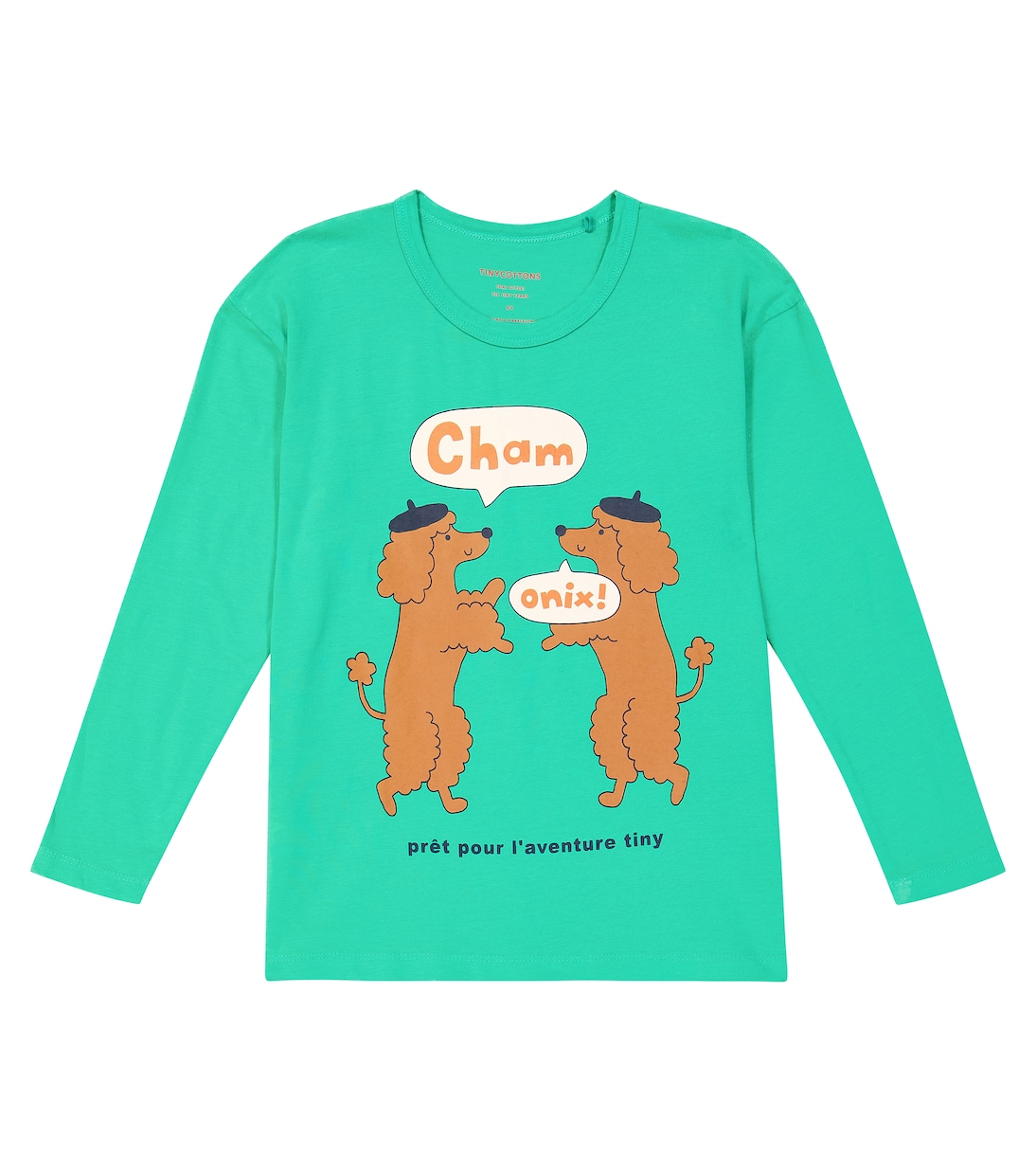 цена Хлопковая футболка с изображением пуделей шамони Tinycottons, зеленый