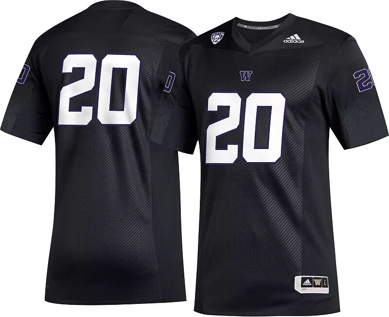 

Мужская черная футболка Adidas Washington Huskies #20 Alternate Football