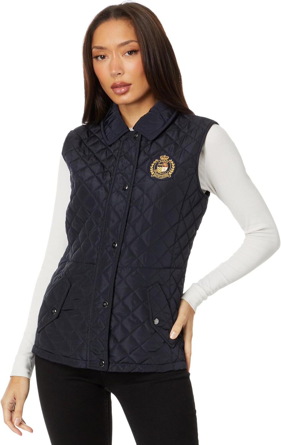 

Жилет Recycled Quilt Vest with Crest LAUREN Ralph Lauren, темно-синий