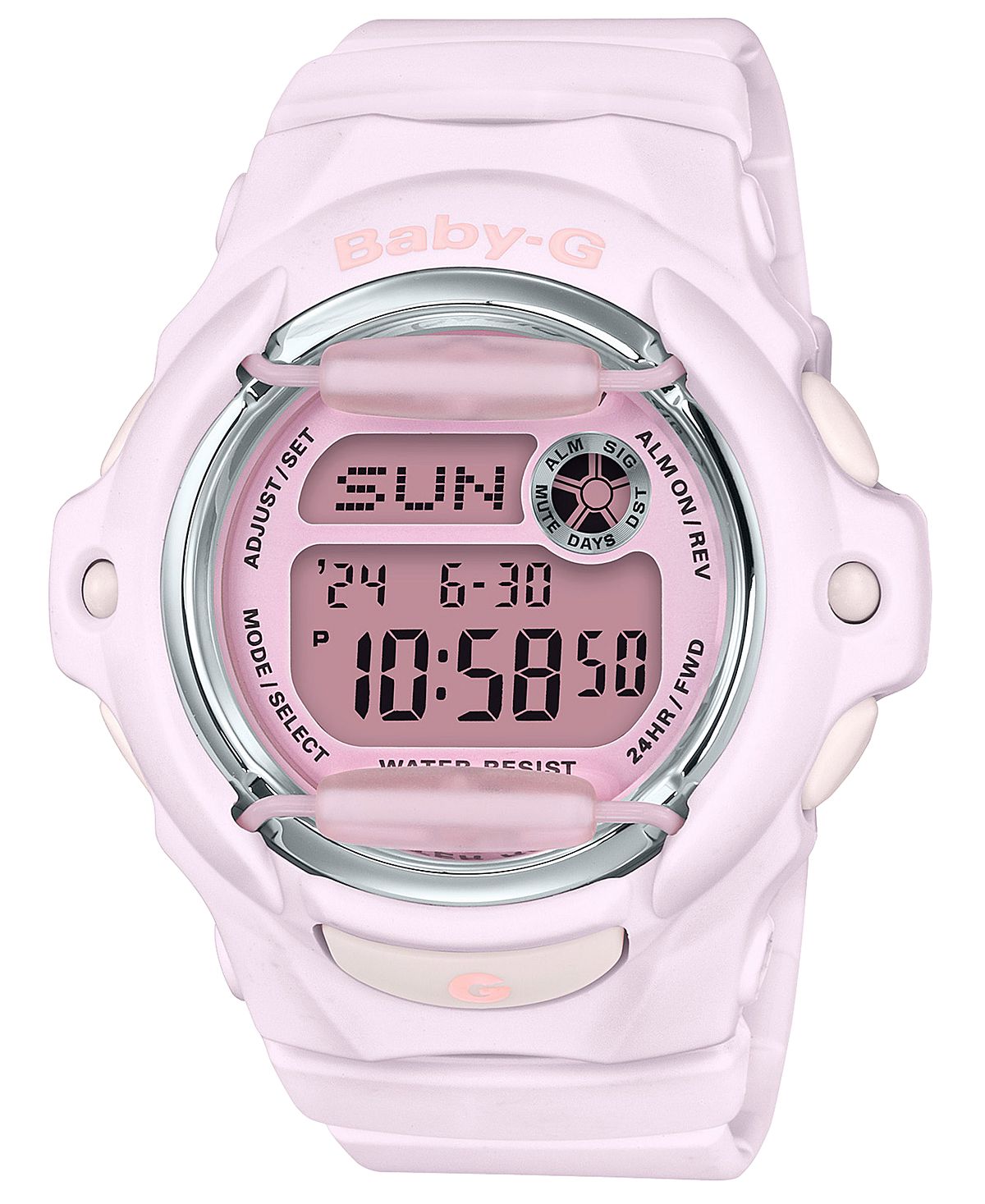 Женские цифровые часы с розовым полимерным ремешком, 42,6 мм G-Shock, розовый цена и фото