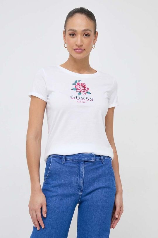 

Хлопковая футболка Guess, белый