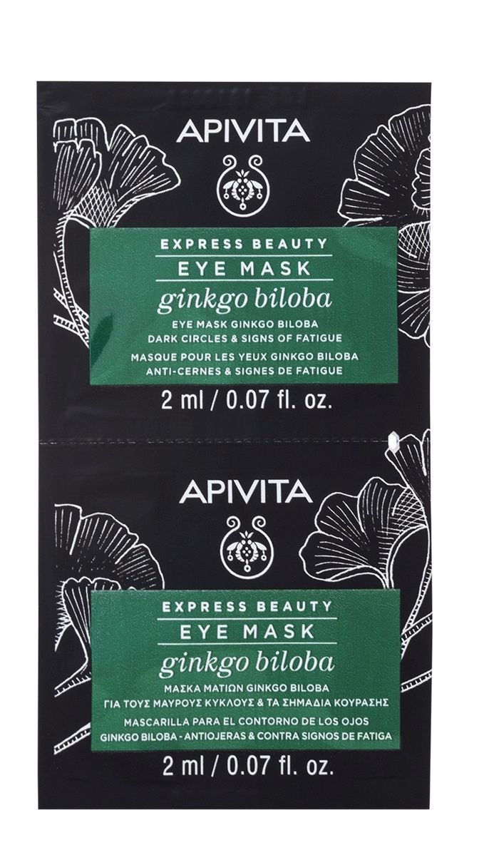 Apivita Express Beauty Ginko Biloba маска для глаз, 2 шт. маска для кожи вокруг глаз apivita express beauty ginkgo biloba 2х2 мл