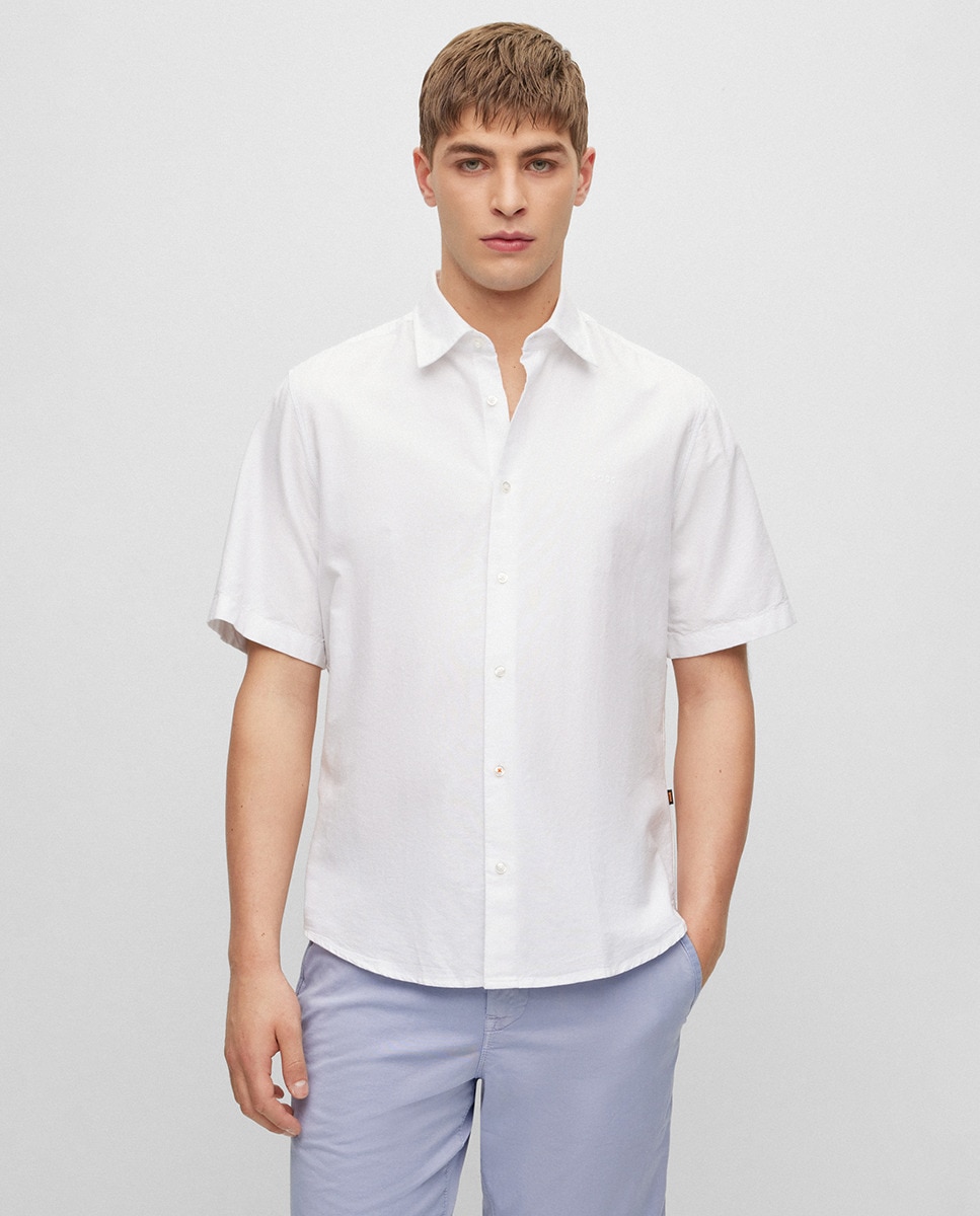 Мужская рубашка обычного кроя из органического хлопка Оксфорд Boss, белый мужская базовая рубашка оксфорд из хлопка esprit белый