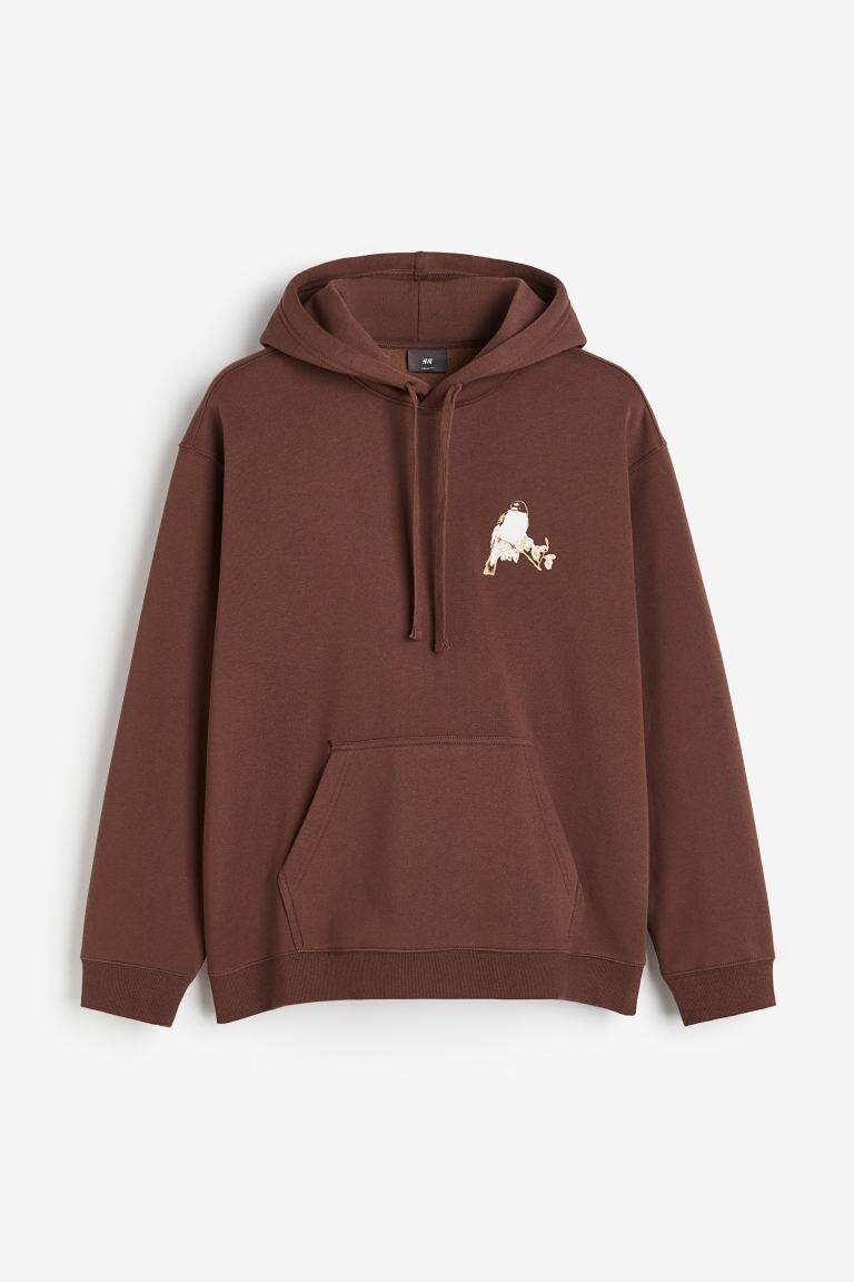 

Худи свободного кроя с принтом H&M, коричневый