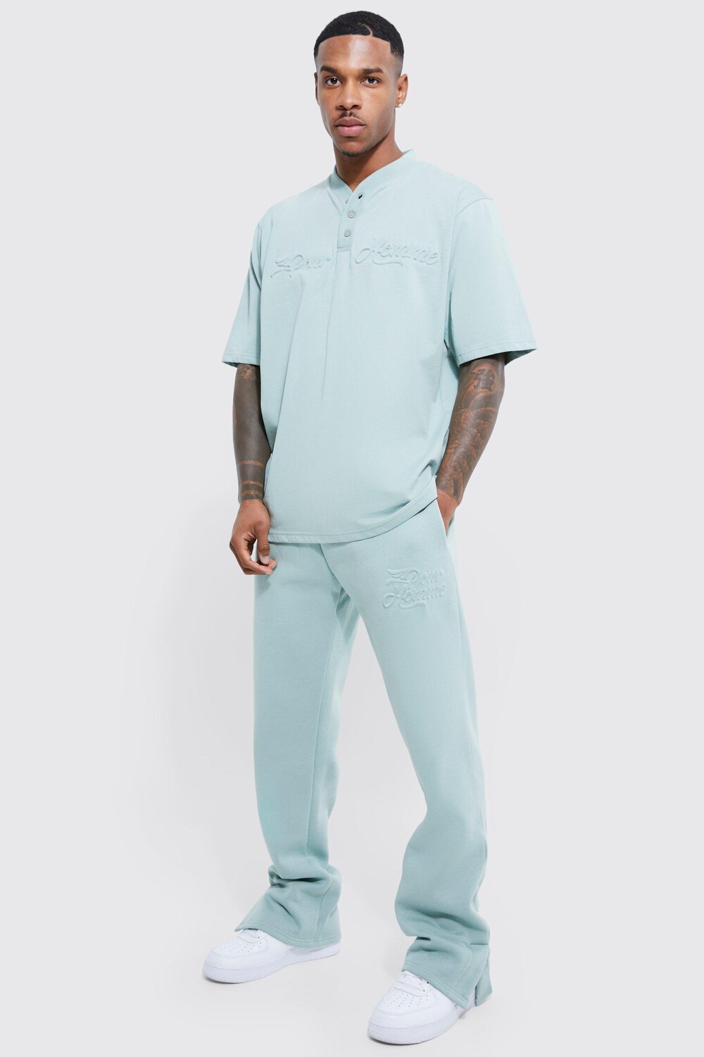 

Комплект поло и джоггера pour homme Boohoo, зеленый