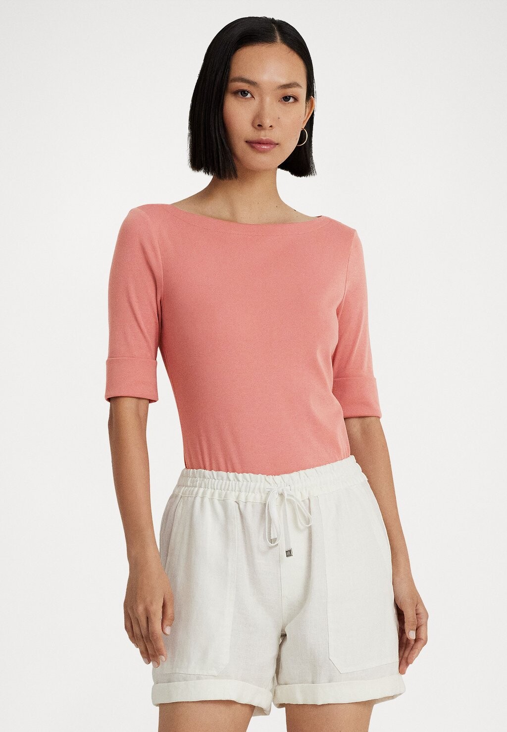 

Базовая футболка Lauren Ralph Lauren JUDY ELBOW SLEEVE, цвет pink mahogany