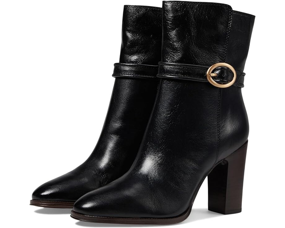 

Ботинки Franco Sarto Informa Wren Buckle Detail Heeled Booties, черная кожа