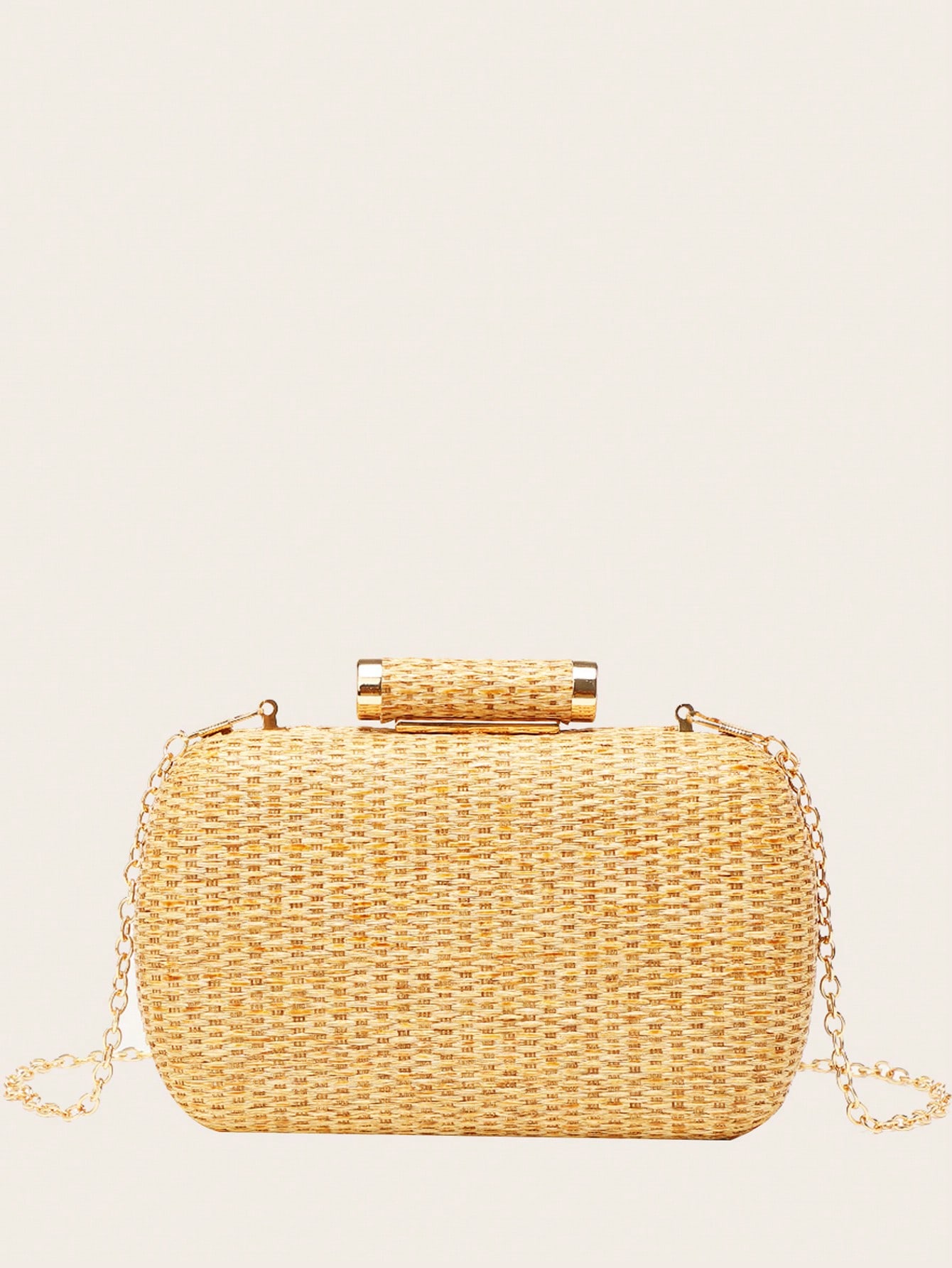 цена Мини-минималистичный плетеный дизайн соломенной сумки, золото
