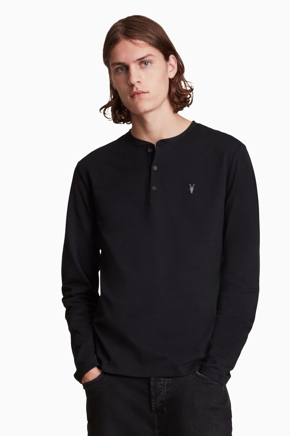 

Черная футболка AllSaints Brace Ls Henley All Saints, черный