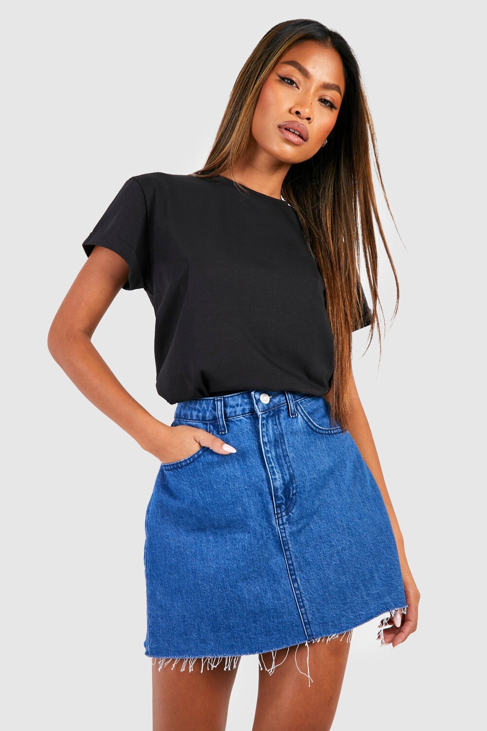 

Джинсовая мини-юбка Boohoo, синий
