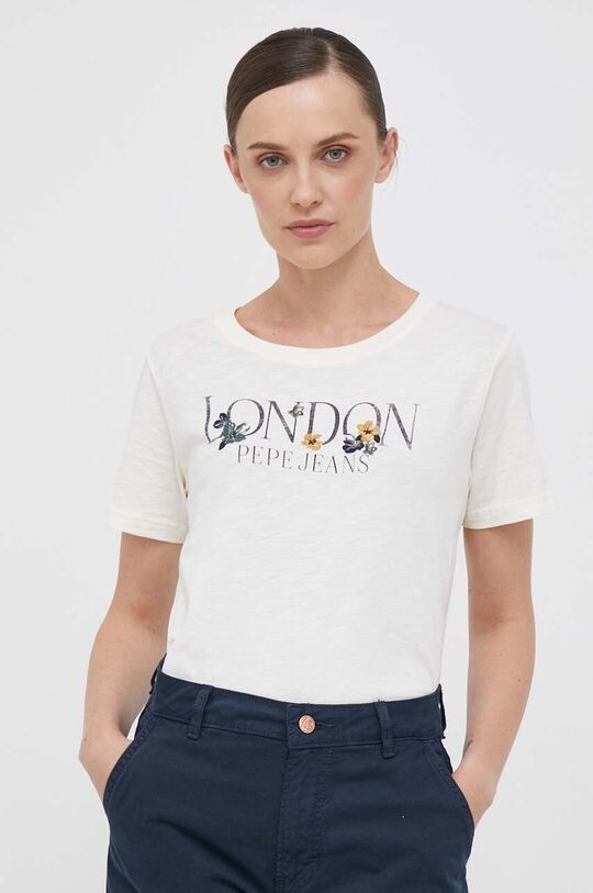

Хлопковая футболка Pepe Jeans, бежевый