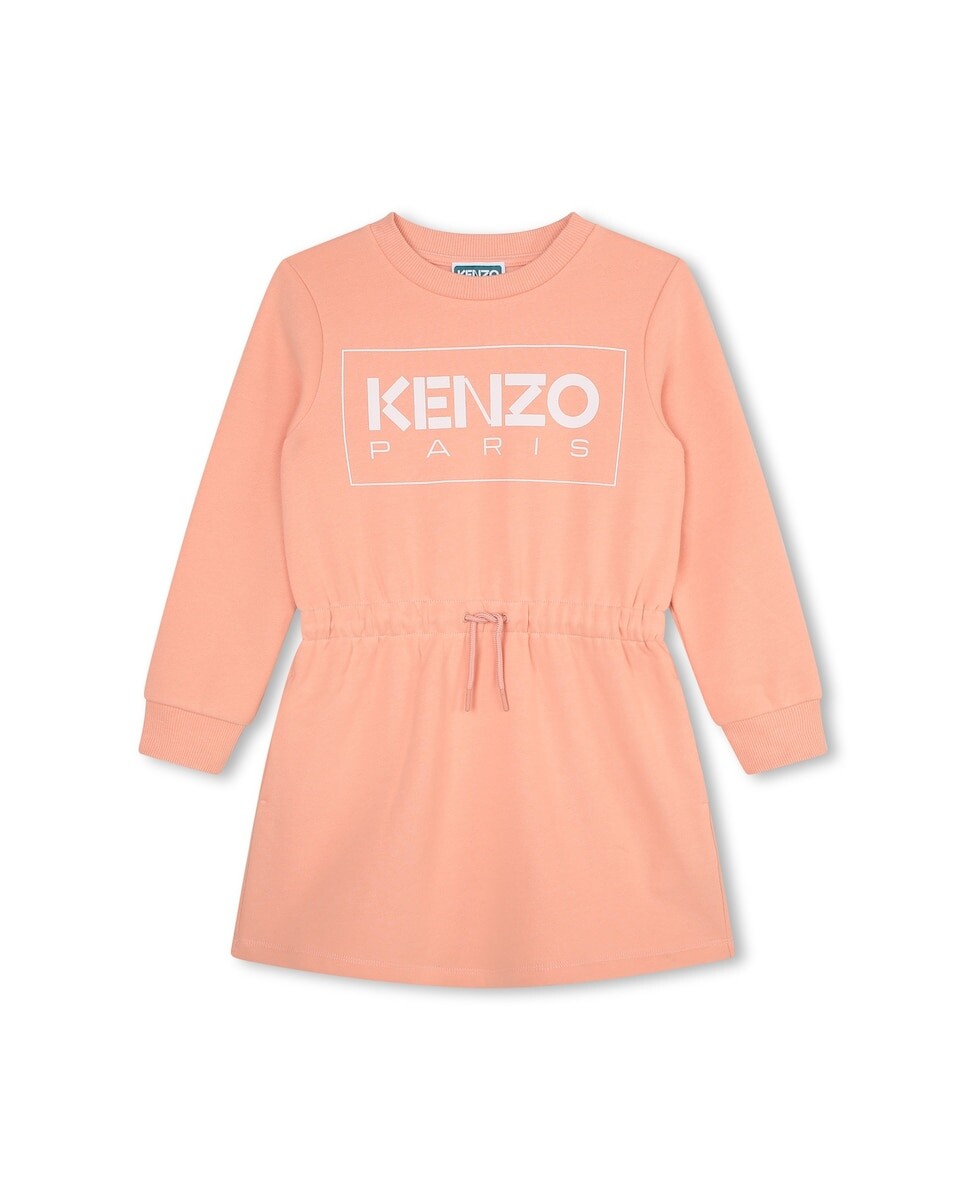 

Платье для девочки с логотипом спереди и регулируемой талией Kenzo, розовый