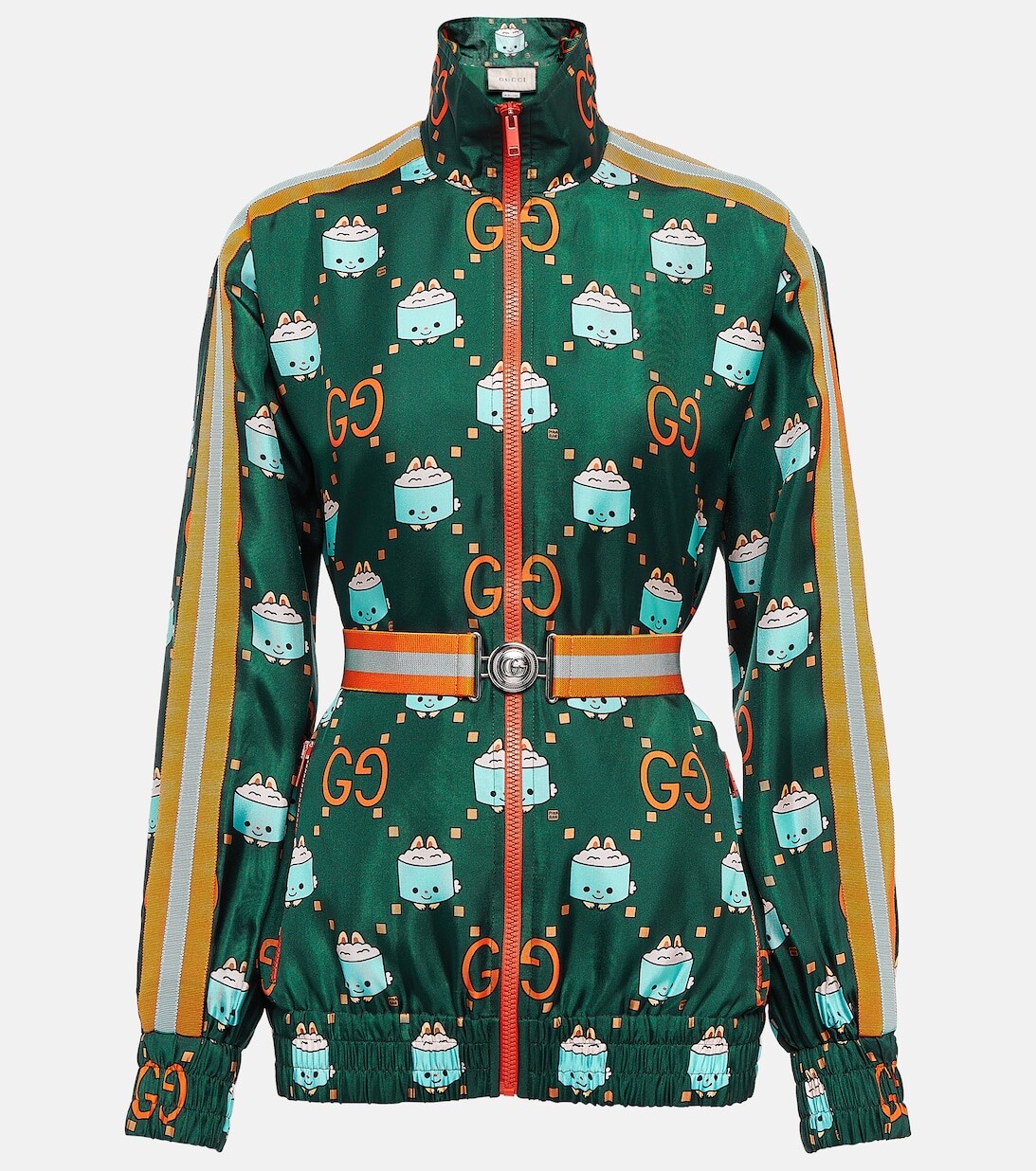 

Шелковая куртка с принтом GUCCI, зеленый