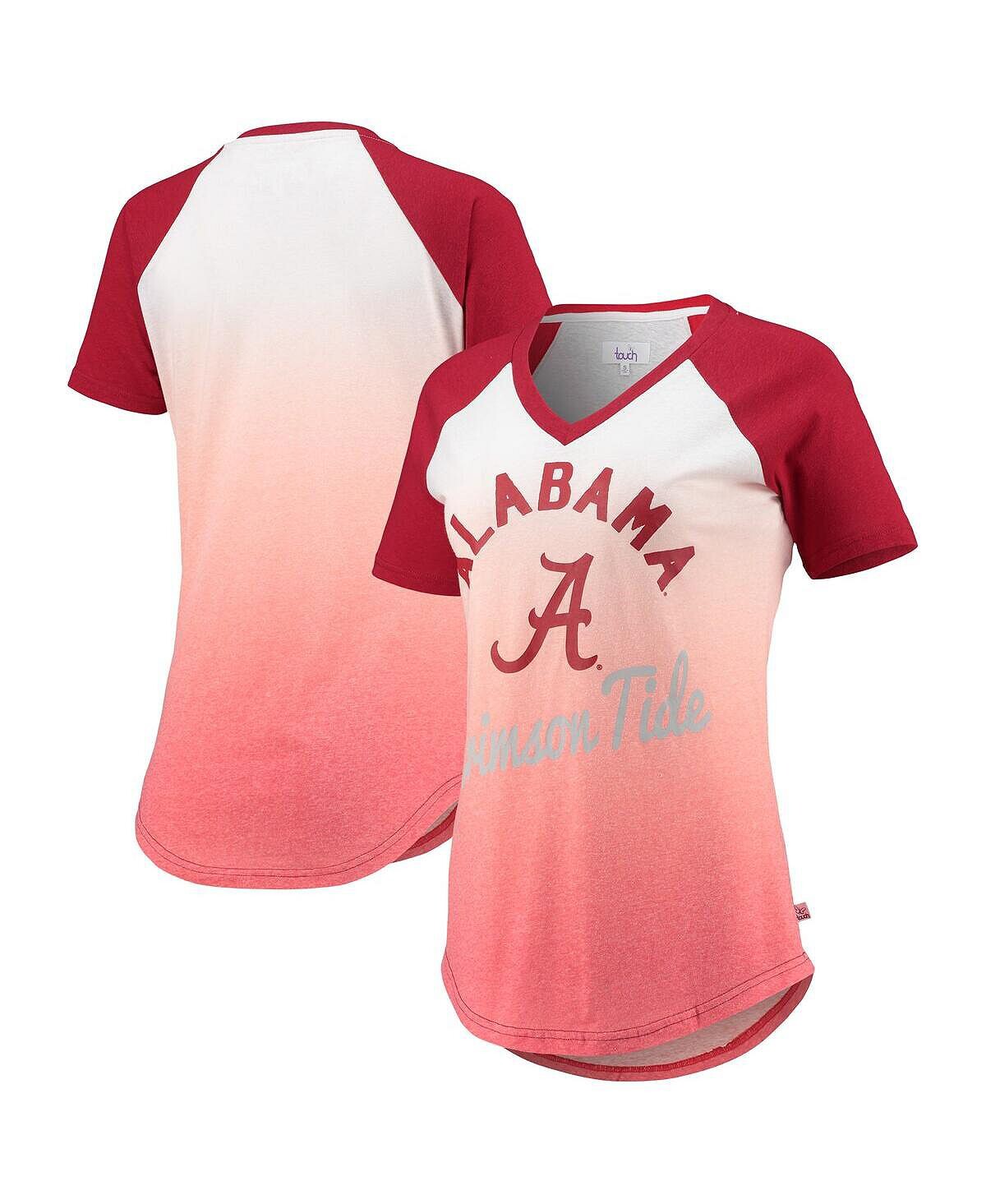 

Женская бело-малиновая футболка Alabama Crimson Tide Shortstop с омбре реглан Tri-Blend с v-образным вырезом Touch, Красный