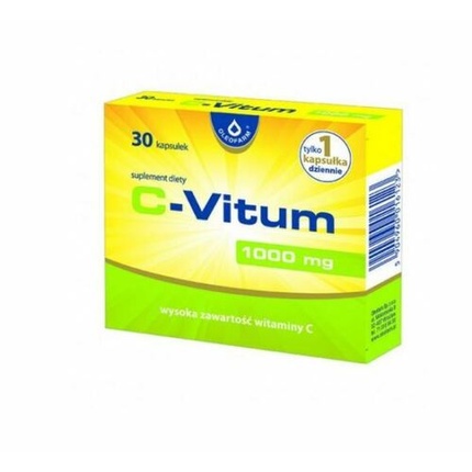 C Vitum 1000 Витамин С 30 капсул - поддерживает иммунную систему, кровеносные сосуды, стресс, усталость, коллаген, Oleofarm