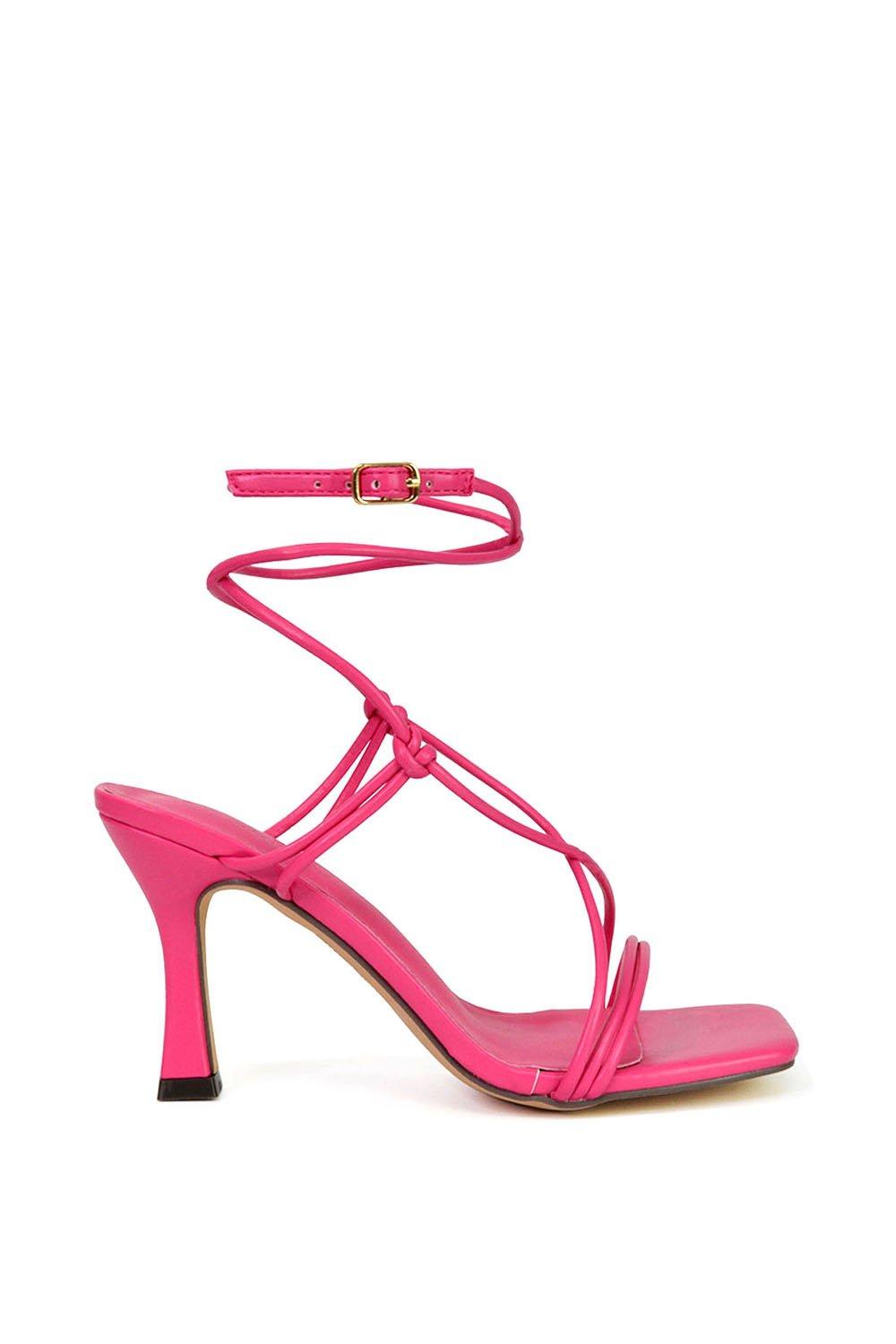 цена Сандалии Carys на среднем высоком каблуке с квадратным носком и пряжкой на шнуровке на шпильке XY London, розовый