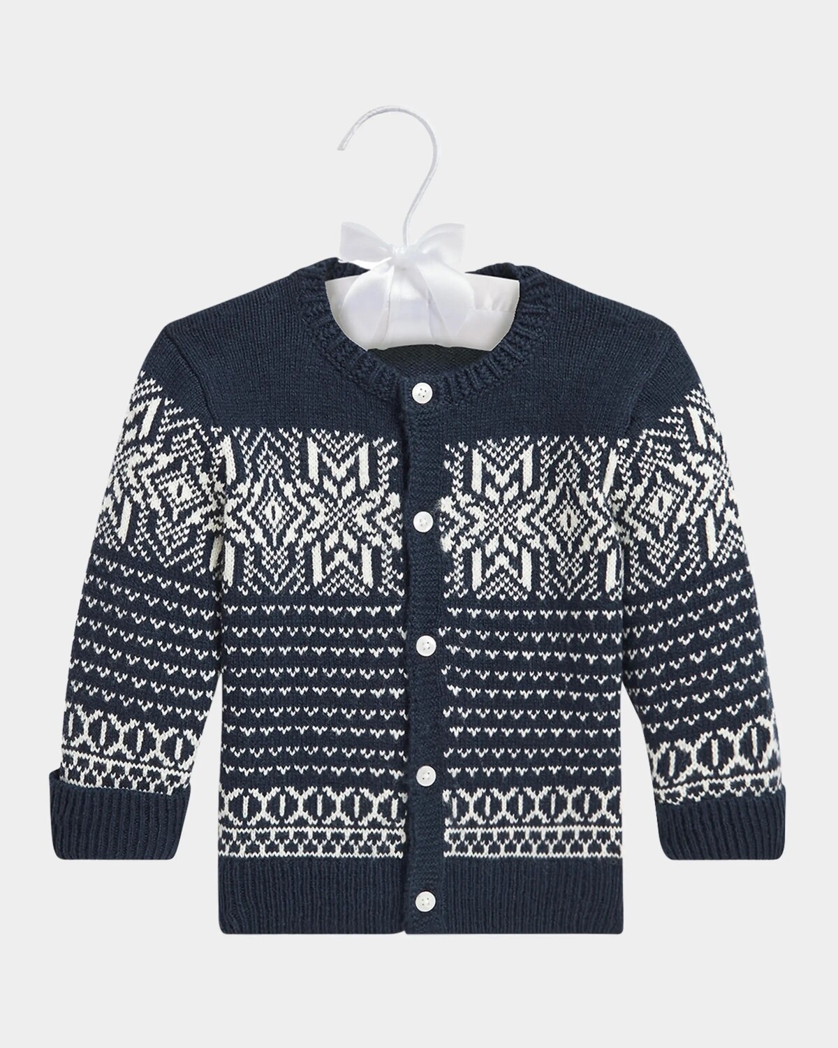 

Кардиган для девочки, интарсия, снежинка, размер 3-24 м Ralph Lauren Childrenswear, темно-синий