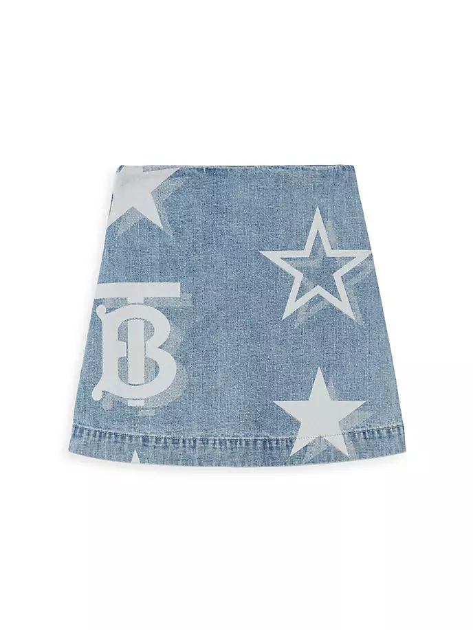 

Джинсовая юбка с принтом Mariah Star Burberry, цвет pale blue