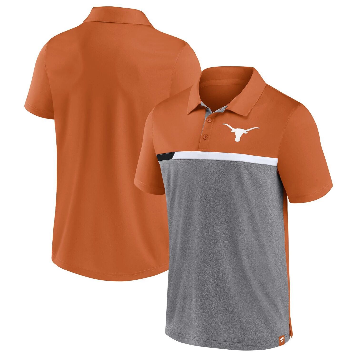 

Мужская рубашка-поло с цветными блоками Fanatics Branded Texas Orange/Heathed Grey Texas Longhorns