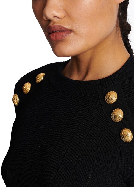 

Свитер тонкой вязки с 6 пуговицами Balmain, черный