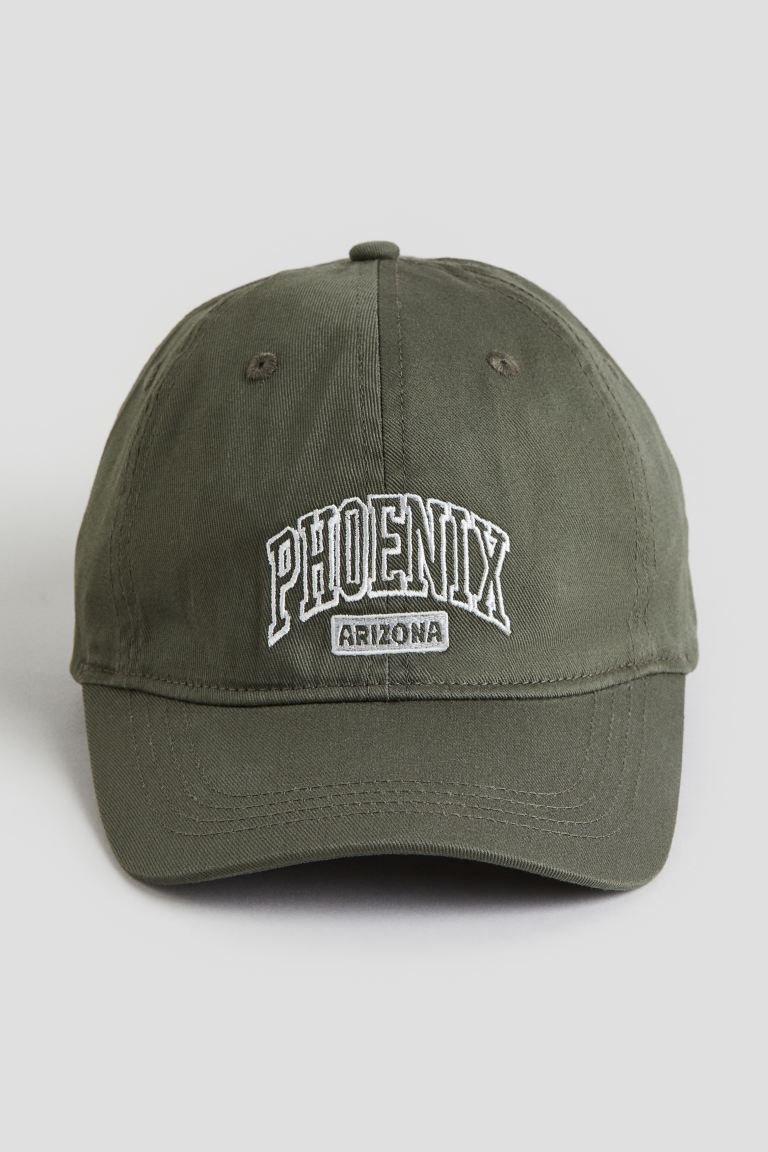 Шляпа из хлопкового твила с вышитым мотивом H&M, зеленый