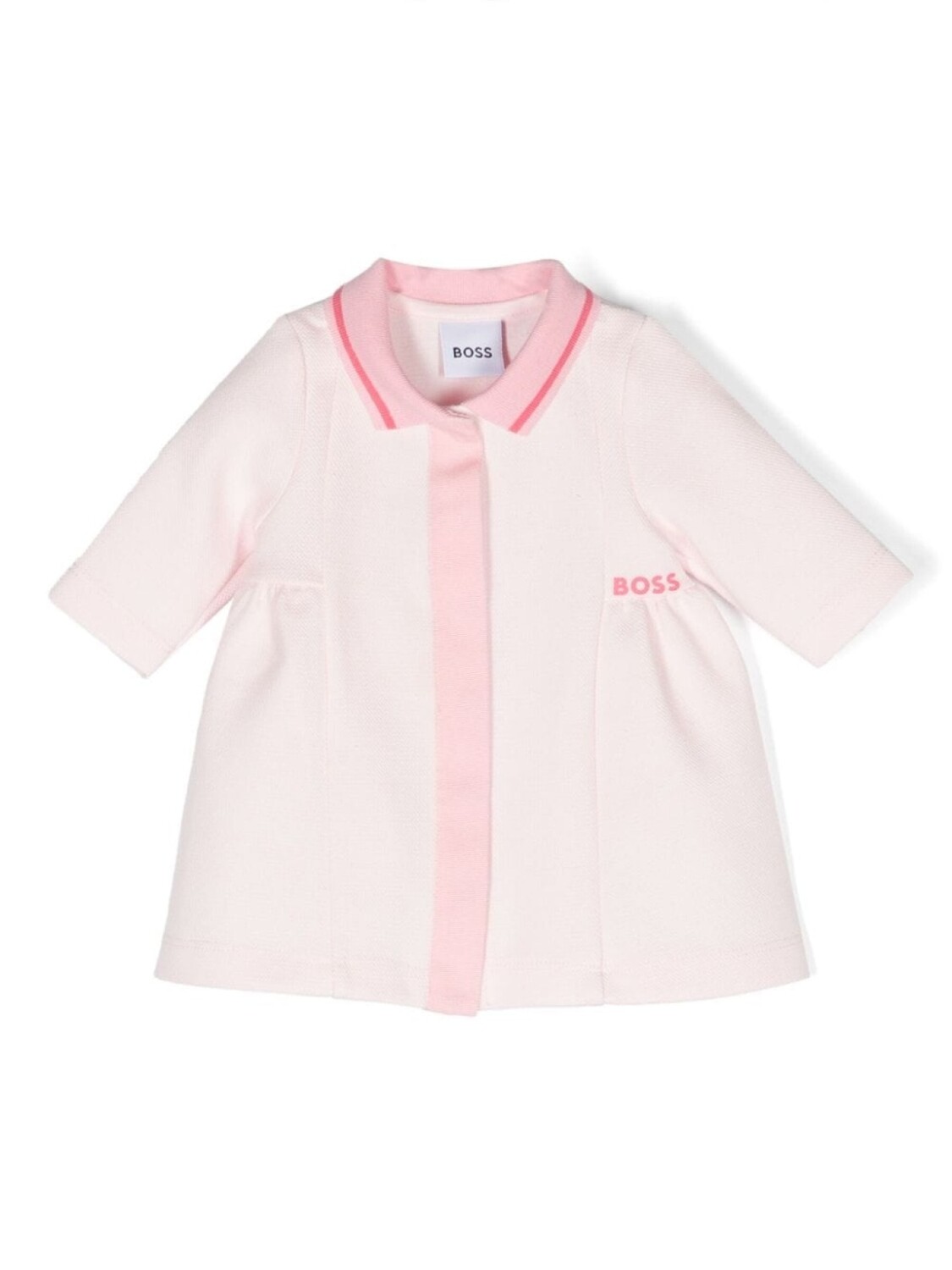 

Платье с воротником поло и вышитым логотипом BOSS Kidswear, розовый, Белый