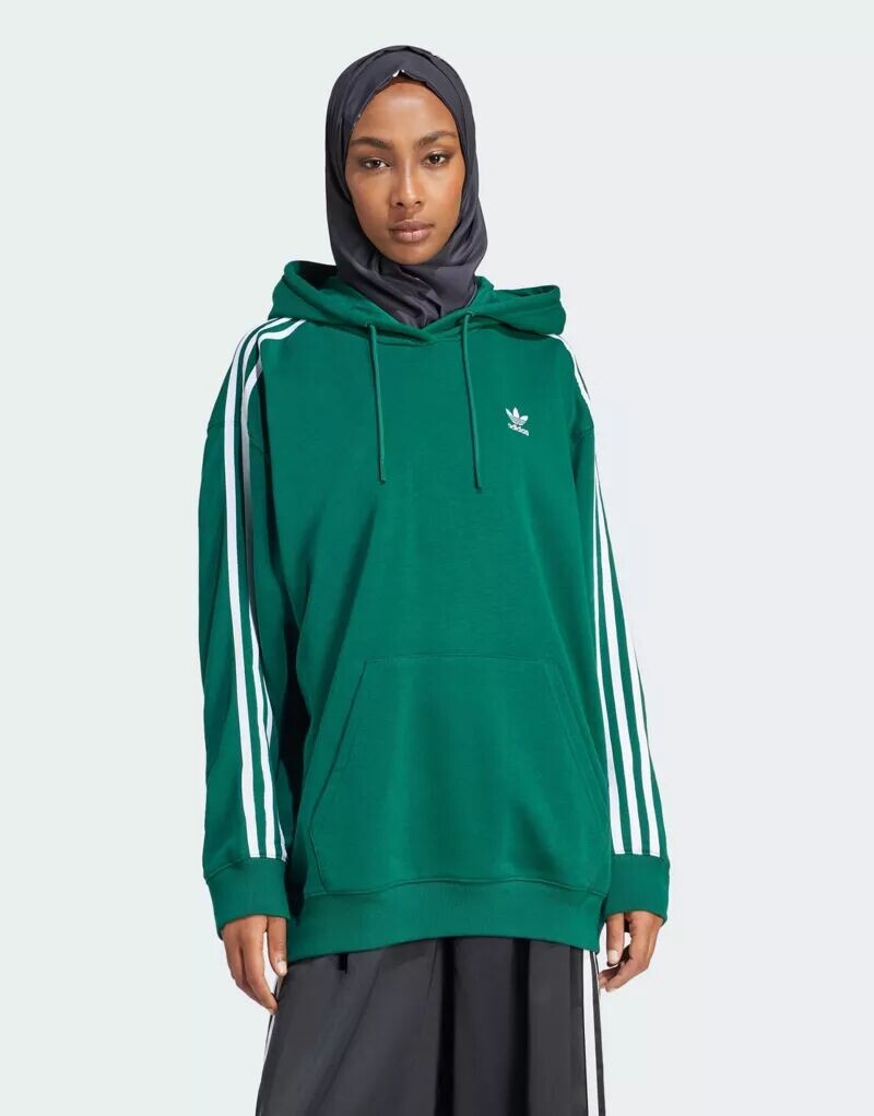 

Зеленая толстовка оверсайз с тремя полосками adidas Adicolor adidas Originals