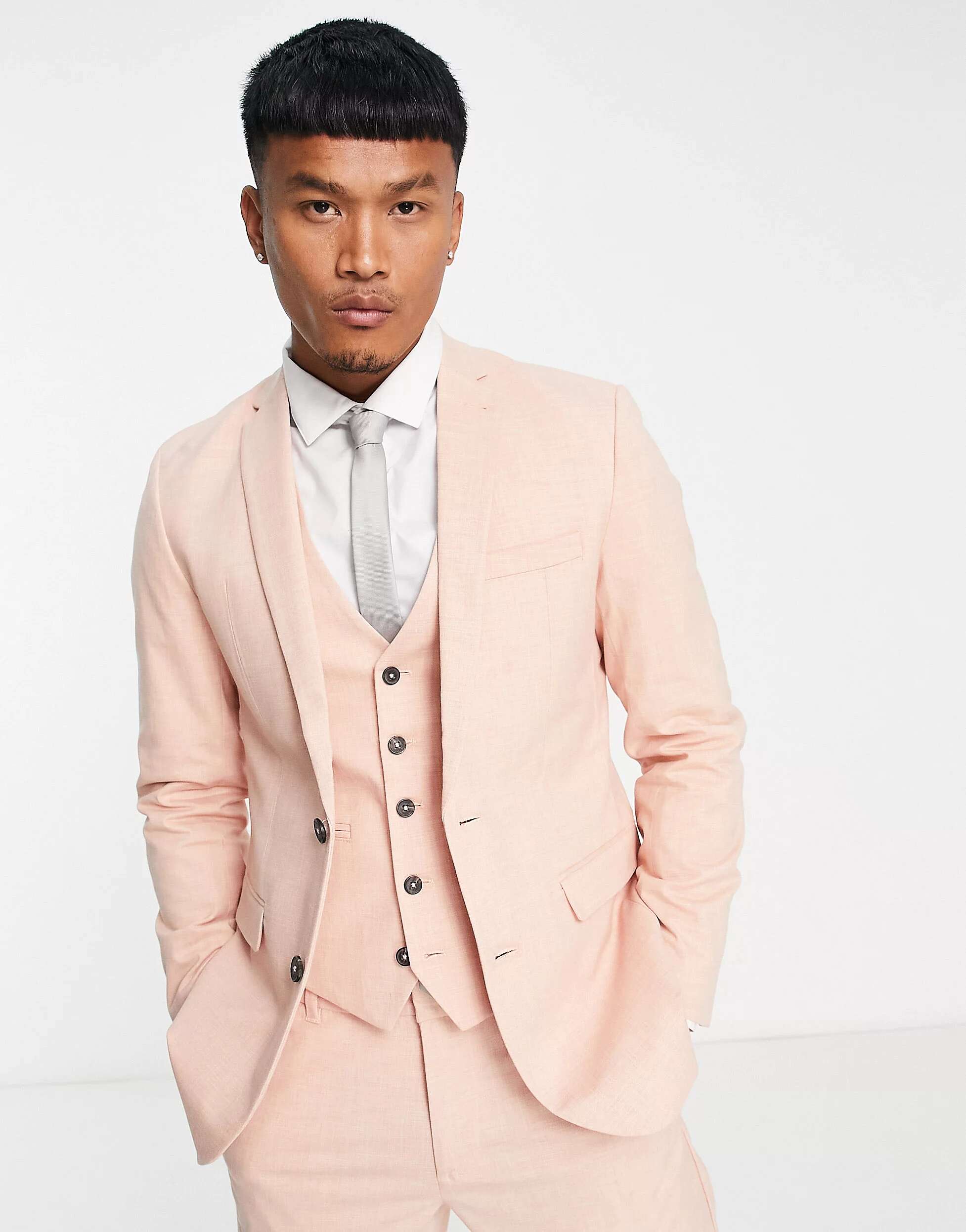 Розовый приталенный пиджак New Look