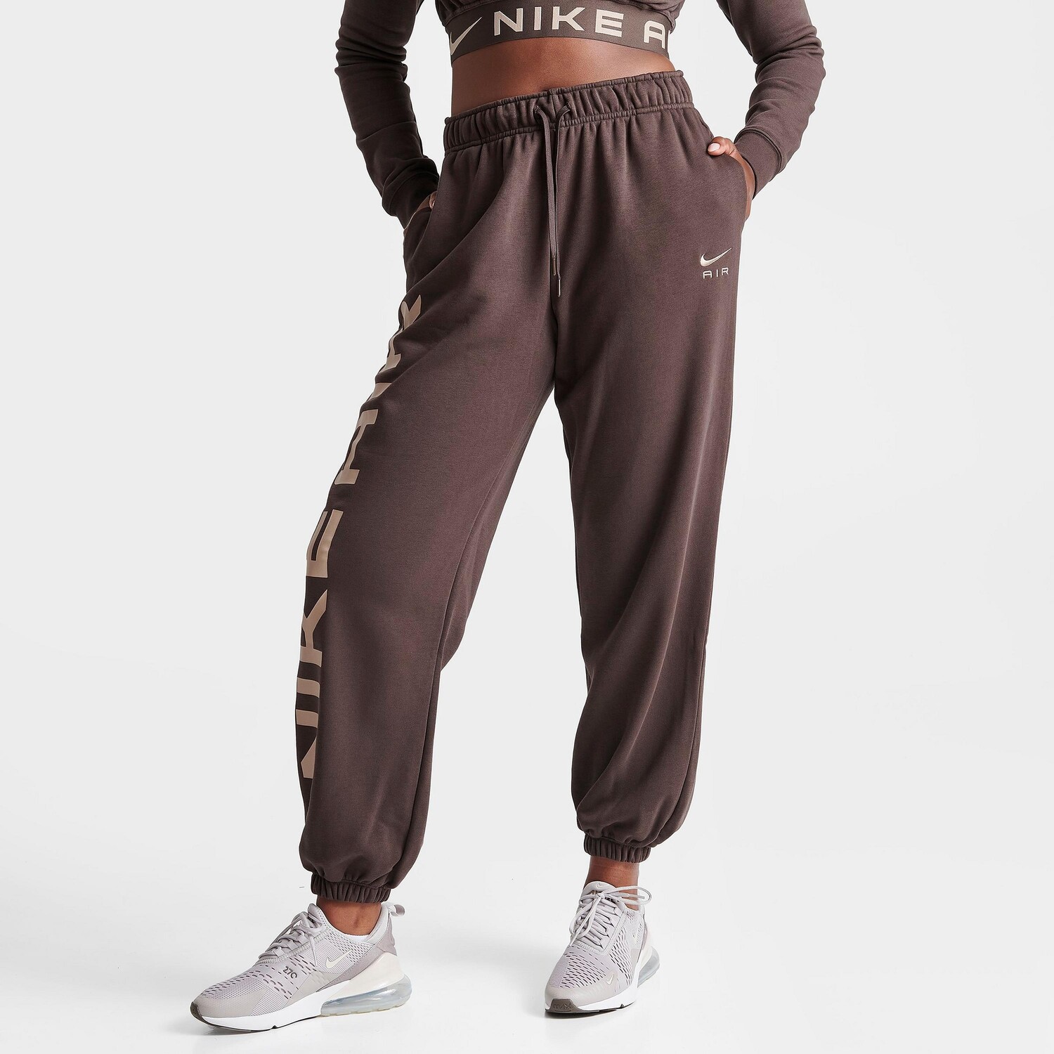 

Женские брюки-джоггеры большого размера из флиса Nike Sportswear Air Fleece, коричневый