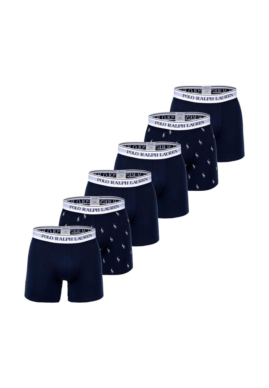 

Мужские шорты-боксеры, 6 шт. в упаковке - BOXER BRIEF - 6 шт., хлопок стрейч, пояс с логотипом RALPH LAUREN, темно-синий