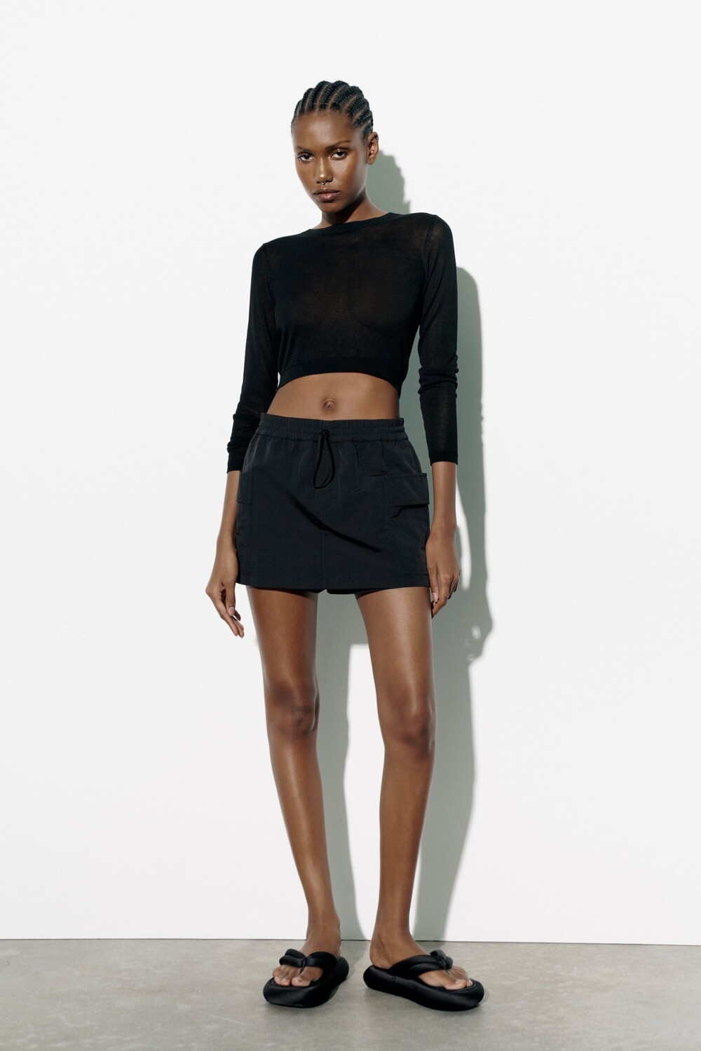 

Юбка-брюки из нейлона Zara, черный