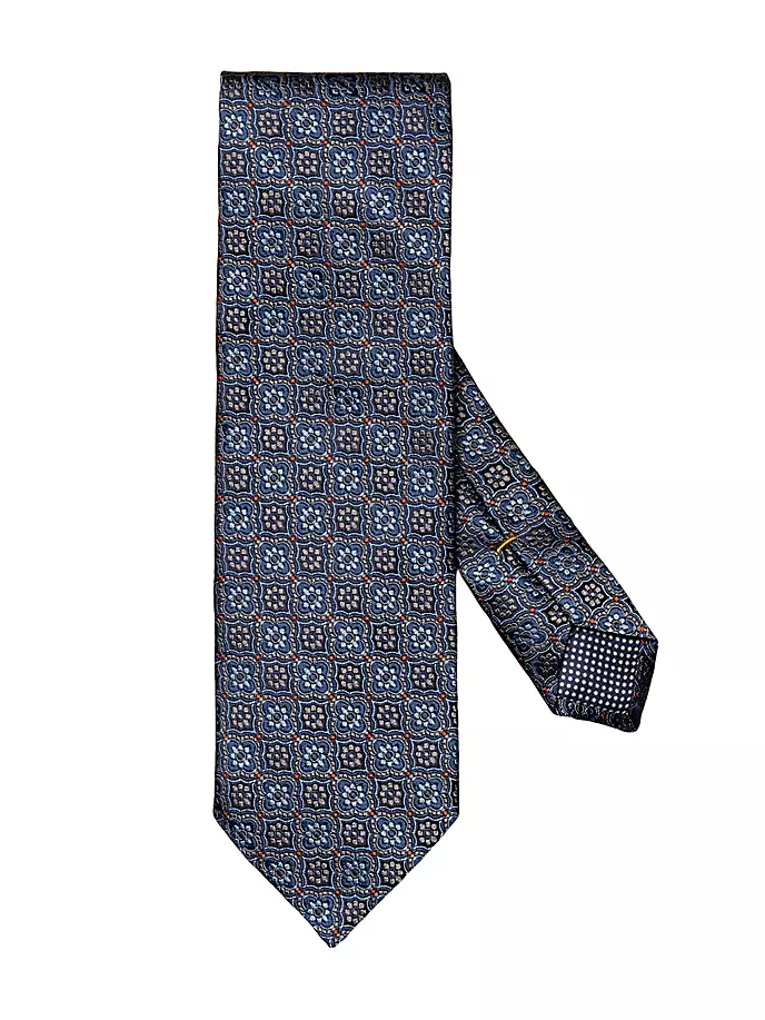 Шелковый галстук с цветочным принтом Eton, синий