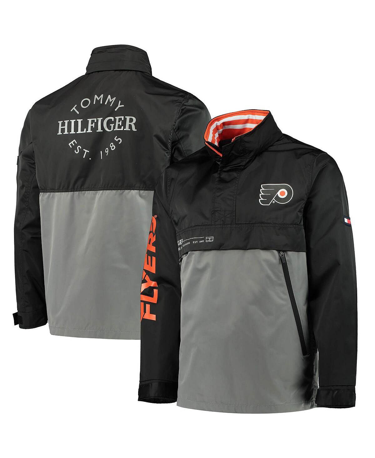 

Мужская черно-серая куртка с капюшоном Philadelphia Flyers Anorak с молнией в четверть Tommy Hilfiger