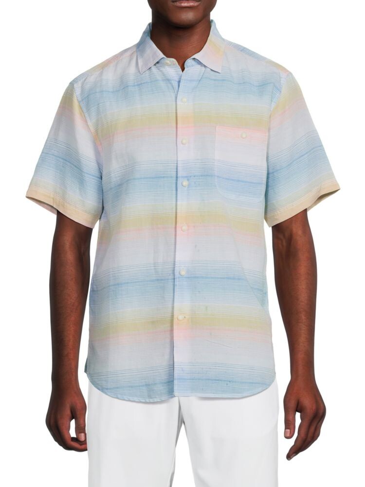

Полосатая рубашка на пуговицах из смесового льна Tommy Bahama, цвет Havana