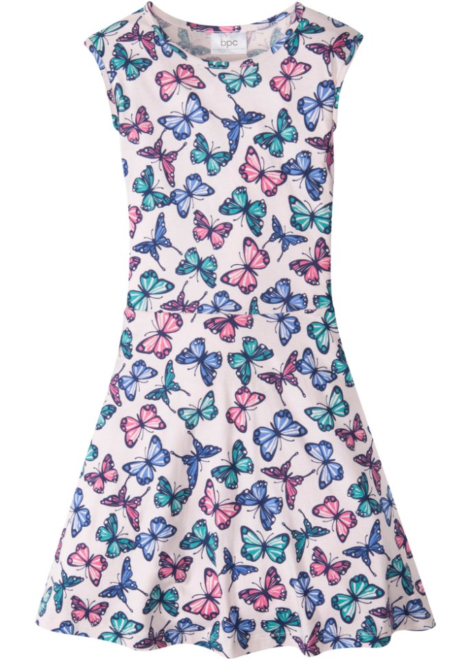 цена Трикотажное платье для девочек с принтом бабочки из натурального хлопка Bpc Bonprix Collection, розовый