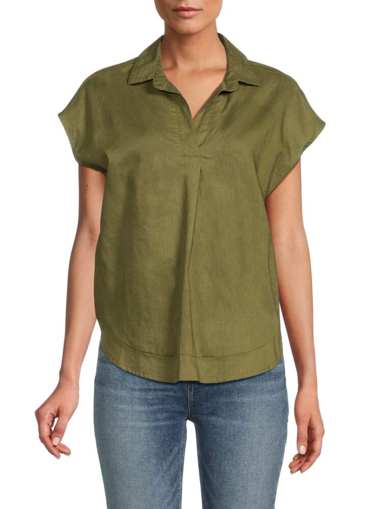 

Рубашка «летучая мышь» из льна и хлопка Saks Fifth Avenue, цвет Olive