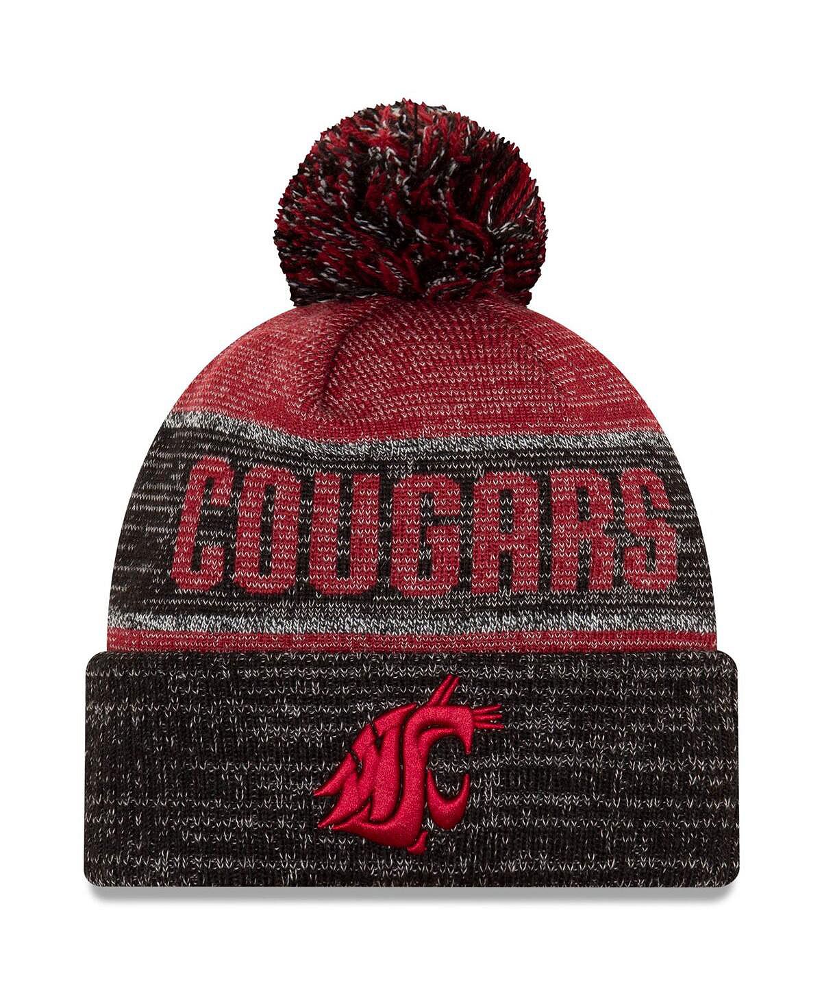 

Мужская малиновая вязаная шапка Washington State Cougars Team Freeze с манжетами и помпоном New Era