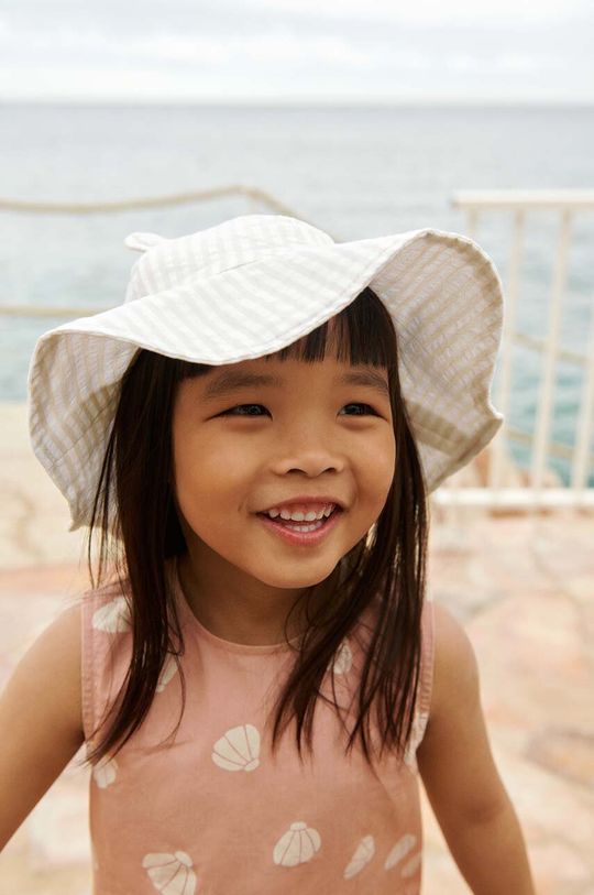 Liewood Детская шапка из хлопка Amelia Seersucker Sun Hat With Ears, фиолетовый