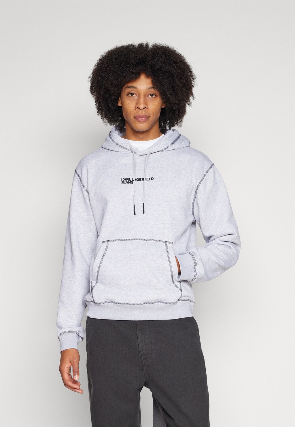 

Толстовка Karl Lagerfeld Jeans REGULAR CONTRAST HOODIE UNISEX, цвет mid grey heather