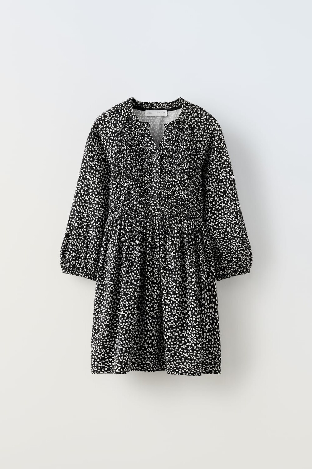 

Платье с принтом листей ZARA, черный/экру