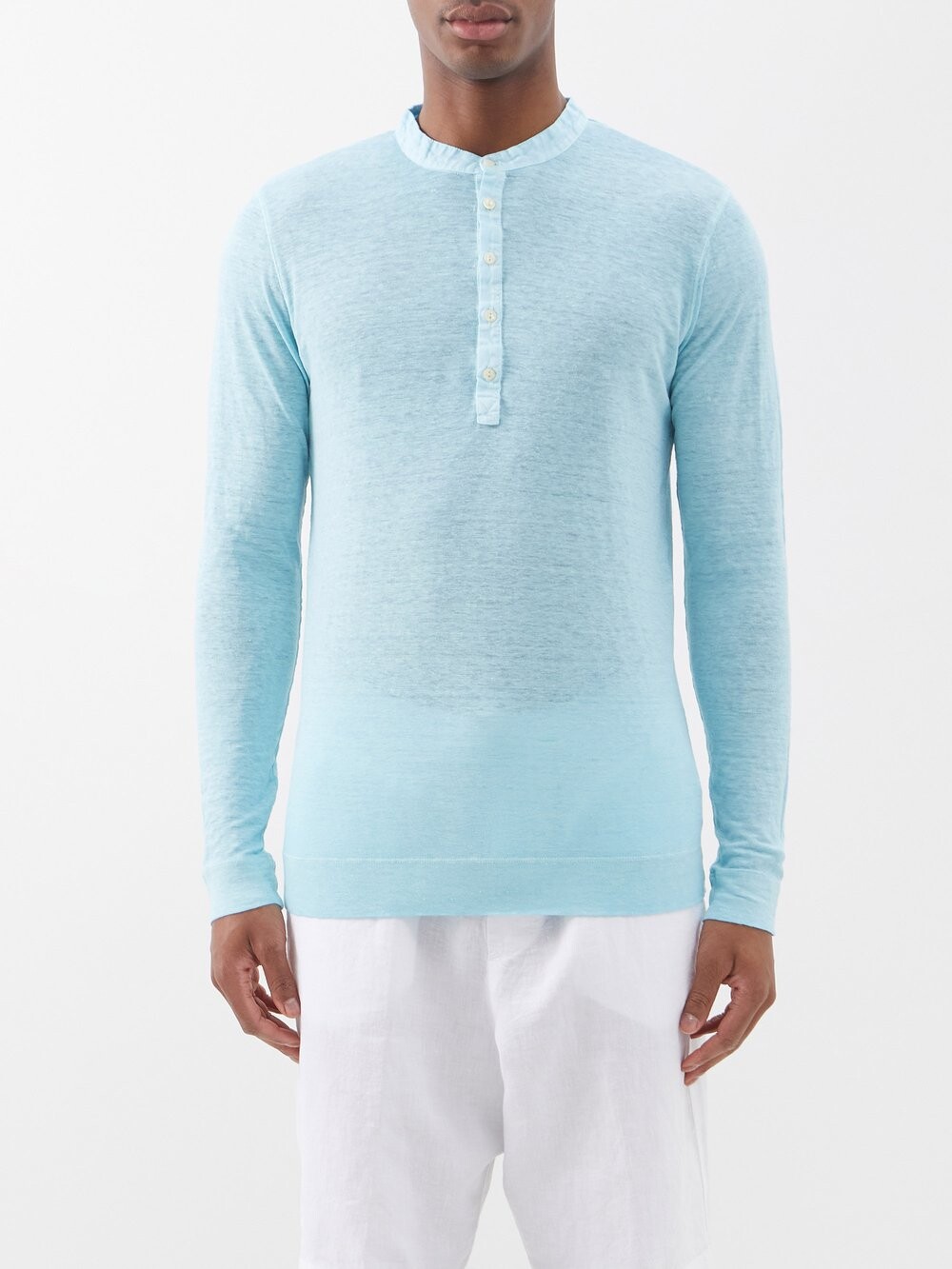 

Топ henley из льняного джерси 120% Lino, синий