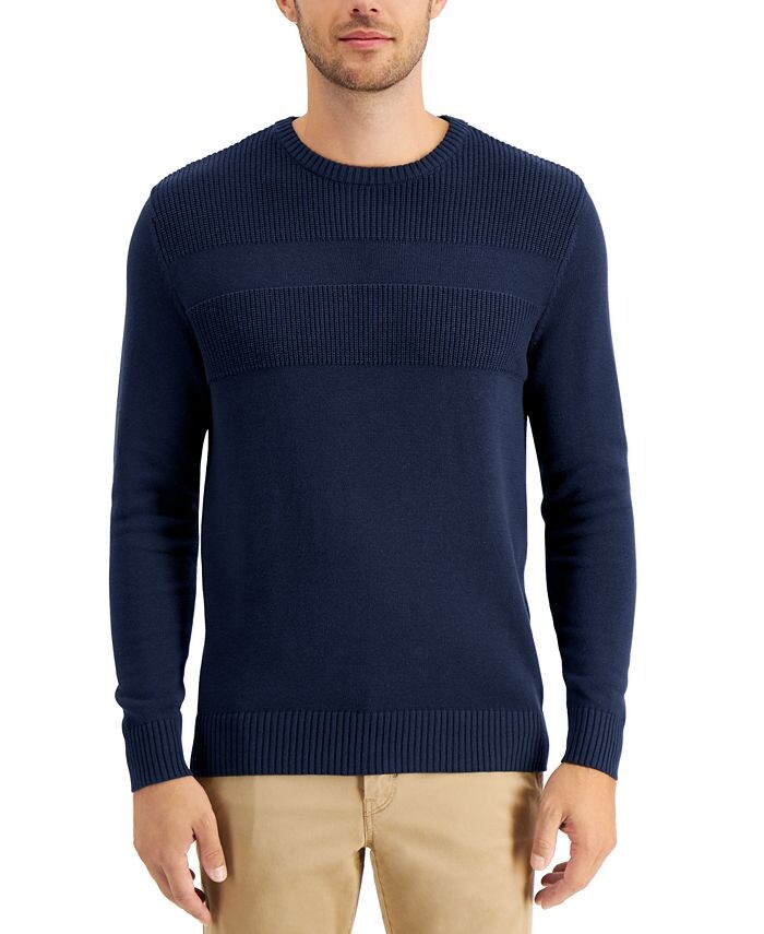 

Мужской хлопковый свитер с фактурной текстурой Club Room, цвет Navy Blue