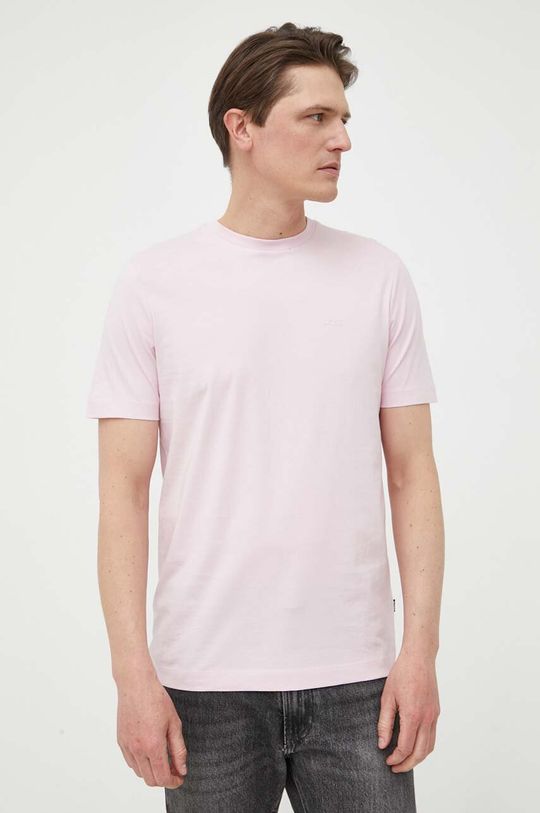 

Хлопковая футболка Boss, розовый