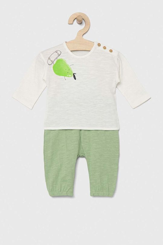 Хлопковый костюм для новорожденных United Colors of Benetton, зеленый