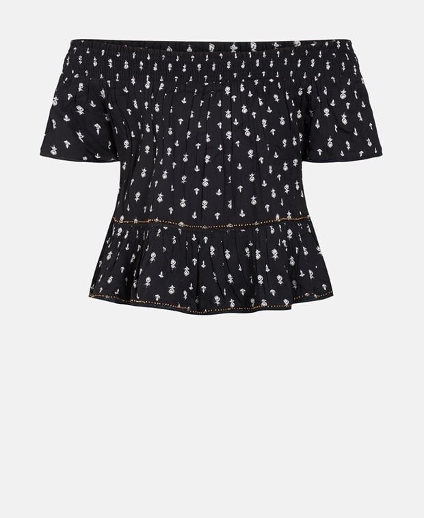 

Топ с баской Superdry, черный