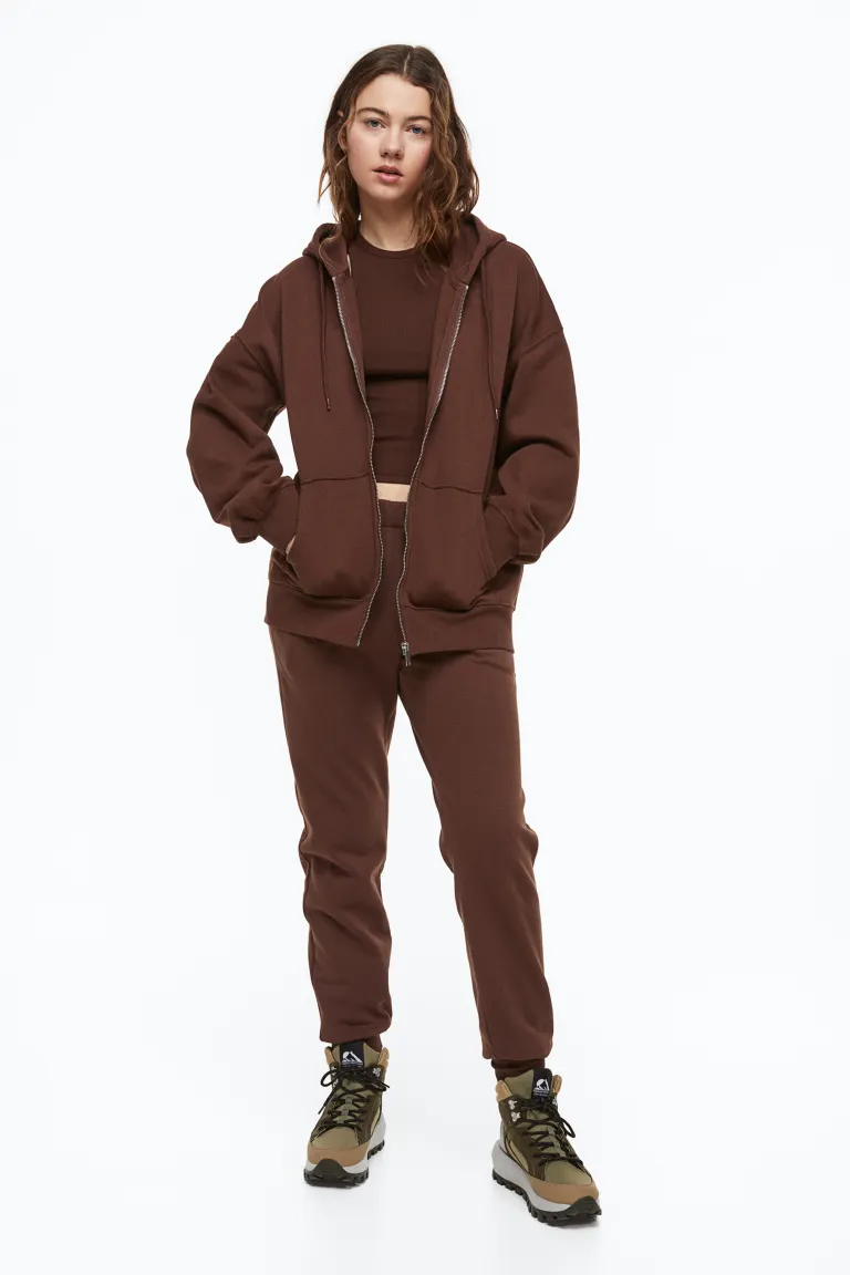 

Объемный топ с капюшоном и молнией H&M, коричневый