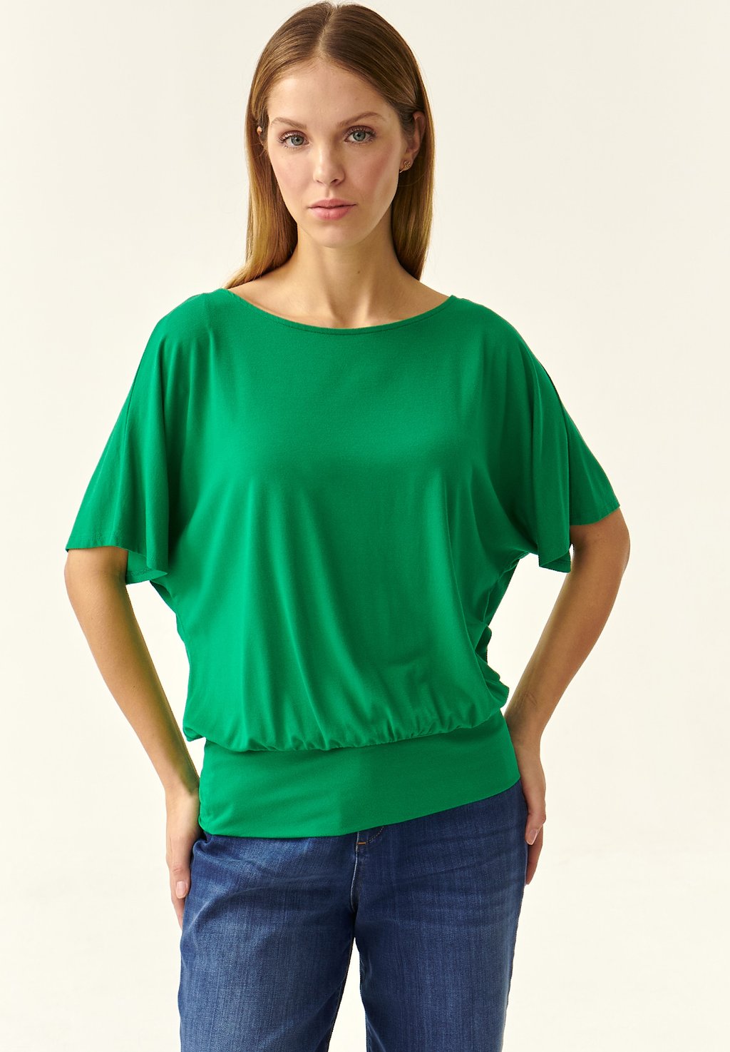 Блузка TATUUM с эластичным поясом, зеленый